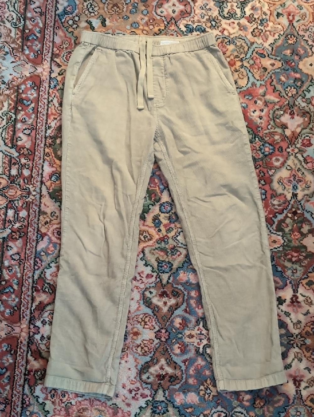 Outerknown Greenish-Beige Drawstring Corduroy Pants